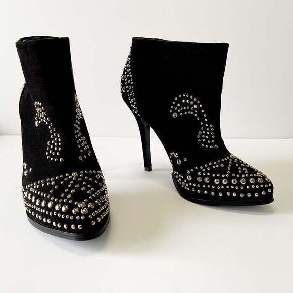 ZARA Studded Boots Faux Suede Trafaluc High Heel Size 7.5 - Picture 8 of 8